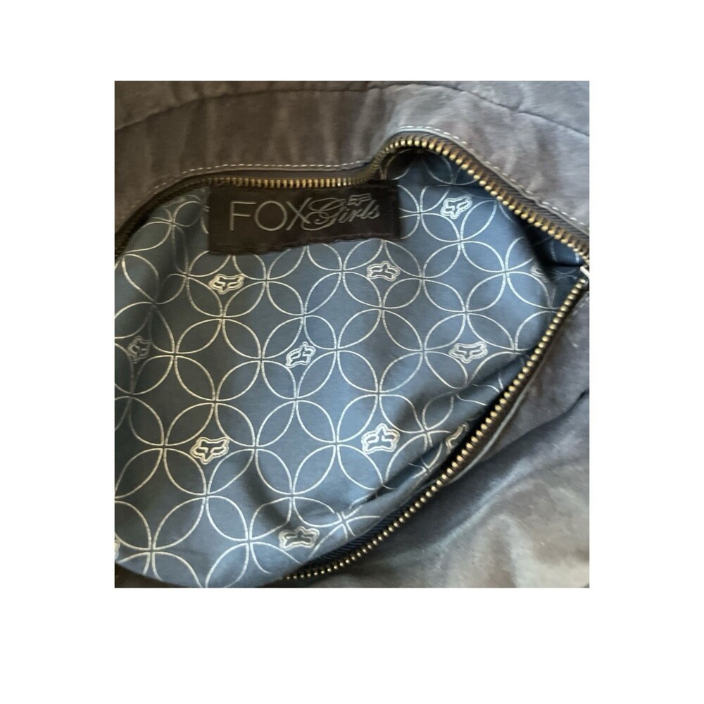 Fox Racing Suede Purse Handbag Shoulder Logo Gray 14 x 12 x 5-1/2" READ - Picture 8 of 10